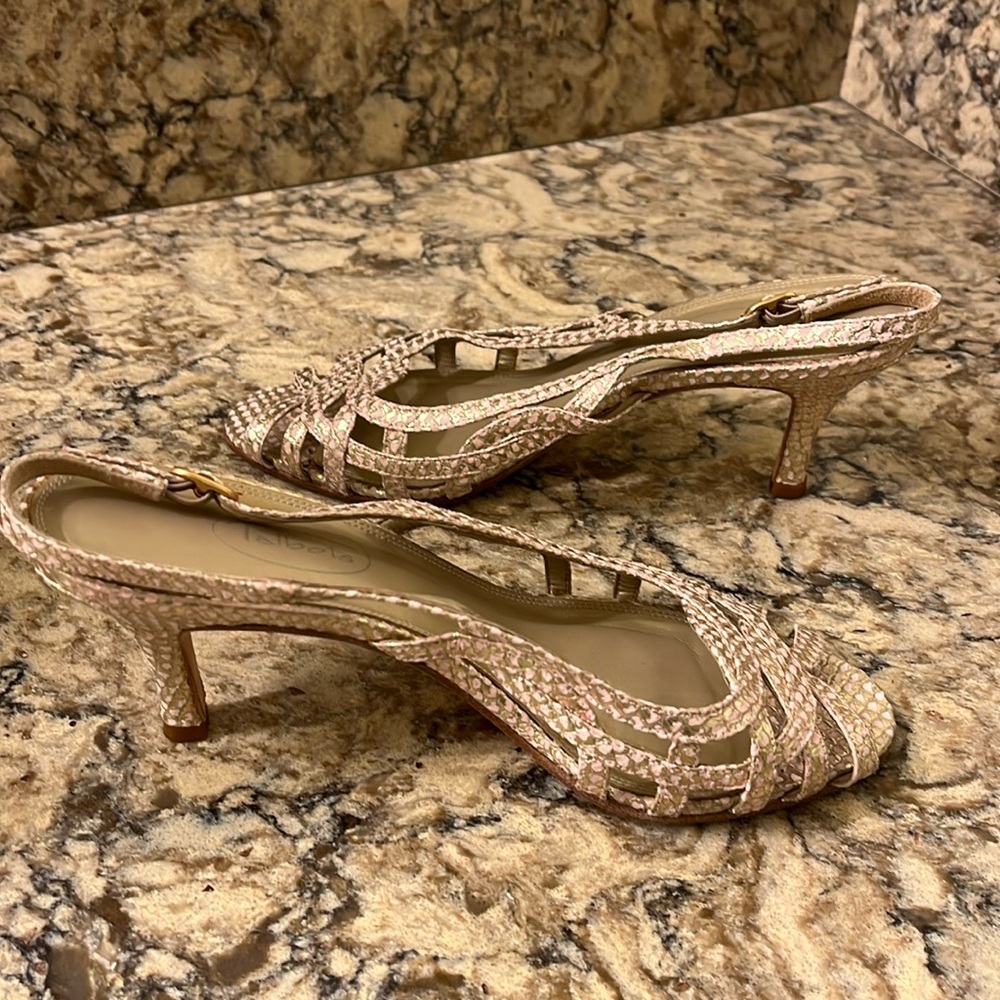 Talbots open toe dress heel shoe, light pink